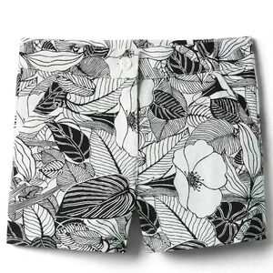 Janie and Jack Kids Girls Floral Print Shorts Size 7 Black White Cotton